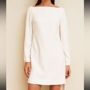 Rosetta Getty White Long Balloon Sleeve Boatneck Dress SIZE 4 NEW WITH TAGS